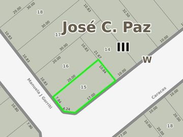 VENTA DE TERRENO EN JOSE C. PAZ SOL Y VERDE EN ESQ