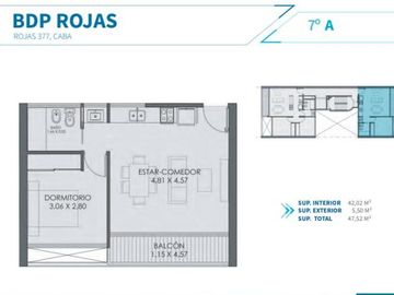 Departamento de 2 ambientes frente con Balcón en Venta - Caballito