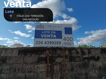 Excelente Lote de 400 mtÂ² ubicado en calle Italia casi esquina Terrazon.