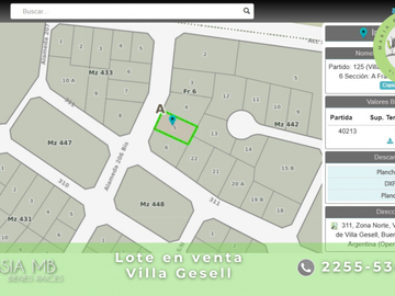 Lote en venta en Barrio Norte - unifamiliar - Alameda 206bis entre calles 310bis y 313 - Villa Gesell