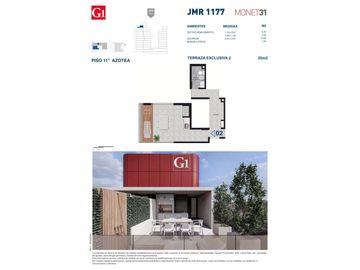 Rosario: Juan Manuel de Rosas 1177 monoambiente estudio desde 31 m2 hasta 37 m2 contrafrente con balcón, Santa Fe, Argentina
