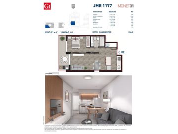 Rosario: Juan Manuel de Rosas 1177 monoambiente estudio desde 31 m2 hasta 37 m2 contrafrente con balcón, Santa Fe, Argentina