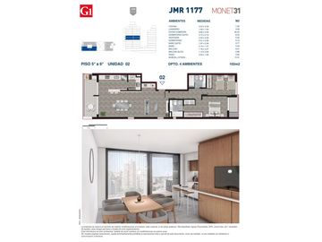 Rosario: Juan Manuel de Rosas 1177 Departamento 1 dormitorio desde 42 m2 hasta 47 m2 al frente con balcón, Santa Fe, Argentina