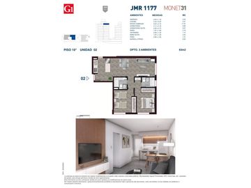 Rosario: Juan Manuel de Rosas 1177 Departamento 1 dormitorio desde 42 m2 hasta 47 m2 al frente con balcón, Santa Fe, Argentina