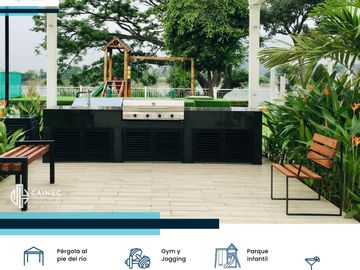 Venta Departamento 3D, La Aurora, vista al río Daule