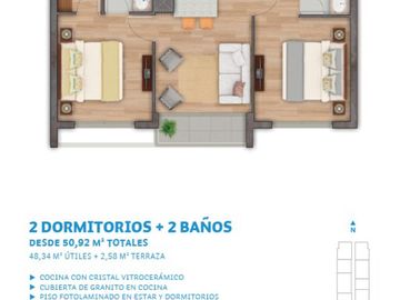 Venta Depto. 2D/2B + Est - Estación Central