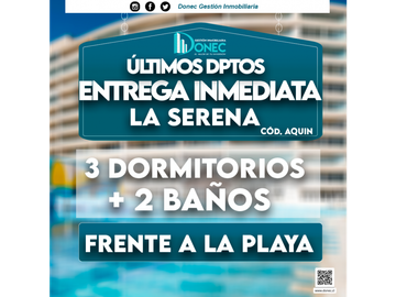 Ultimos Dptos 3d+2b Frente al Mar, La Serena