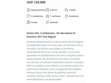 VENTA departamento 3 amb con cochera Edificio Barcelona 4 Muñiz