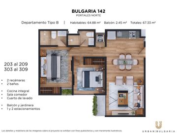 Departamento en preventa en Bulgaria 142, Portales. 304
