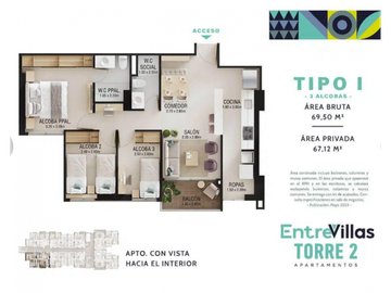 Venta Apartamento Entrevillas Itagui  Cesion de derechos