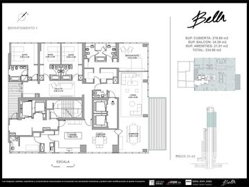 RETASADO! Torre Bella,  VISTA 360º - Piso Alto 4 Dormitorios en suite!!!