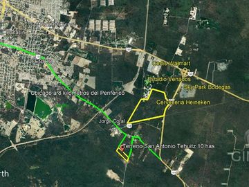 EXCELENTE TERRENO DE 10 HAS MUY BIEN UBICADO EN SAN ANTONIO TEHUITZ, ACCESANDO POR KANASIN