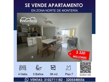 SE VENDE APARTAMENTO EN ZONA NORTE DE MONTERIA