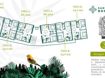 Departamentos en venta en Bosques Santuario. De 2 Rec en un entorno natural único en Puebla