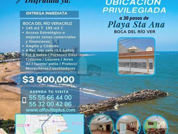 Casa en Venta a 30 pasos de playa Santa Ana, Fracc. Costa del Sol, Boca del Rio, Veracruz