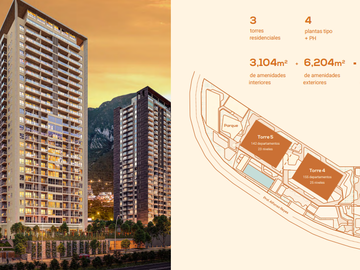 VENTA DE DEPARTAMENTOS EN TORRE WEST VALLE PONIENTE SANTA CATARINA