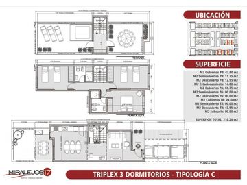 Triplex en B° Va. Dominguez a mts del lago. 3 dorm. 3 baños. Cochera