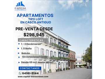 APARTAMENTO TIPO LOFT CASCO ANTIGUO - PREVENTA