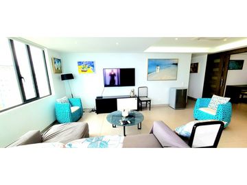 En venta departamento amoblado con vista al mar edf. Poseidón en Manta