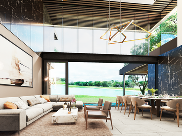 Casa de lujo en venta con vista a lago y campo de golf en Yucatán Country Club