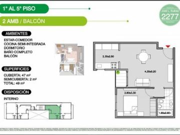 Departamento 2 ambientes - a Estrenar