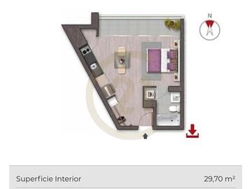 Se vende Departamento tipo Estudio, Santiago