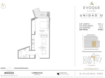 Amplio monoambiente en Villa Urquiza