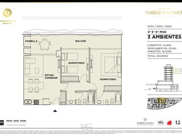 Departamento PREMIUM DE 3AMB CON VISTA ABIERTA  A LA CIUDAD Y AL BOSQUE