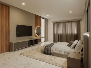 CASA DE 5 RECÁMARAS CON RECÁMARA EN PLANTA BAJA, DENTRO DE COTO NORTE DE MÉRIDA,