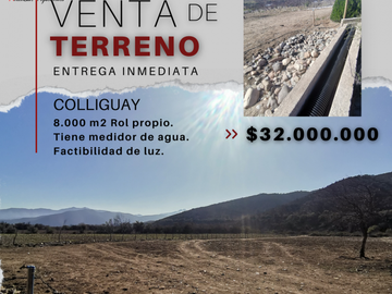 Se vende Terreno en Colliguay