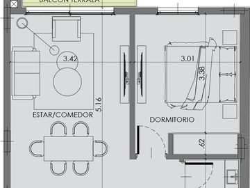 Departamento de un dormirtorio en venta en  torre UMBERTO IV. Rafaela.