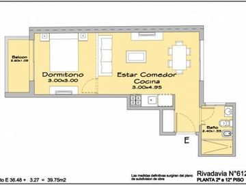 Av Rivadavia al 6100  monoambiente divisible en venta en Caballito con balcon