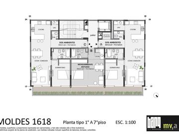 Departamento en Belgrano 1 ambiente  CACTUS MOLDES