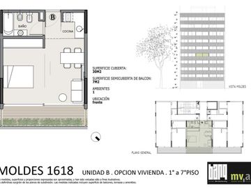 Departamento en Belgrano 1 ambiente  CACTUS MOLDES
