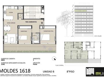 Departamento en Belgrano 1 ambiente  CACTUS MOLDES