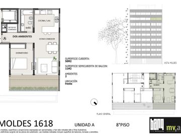 Departamento en Belgrano 1 ambiente  CACTUS MOLDES
