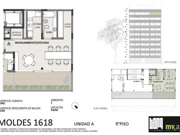 Departamento en Belgrano 1 ambiente  CACTUS MOLDES