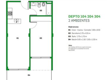 Venta departamento 2 ambientes en Villa Urquiza a estrenar