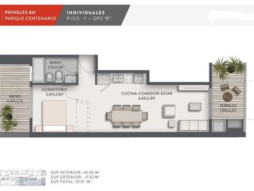 DEPARTAMENTO EN VENTA DE 2 AMBIENTES AL FRENTE EN ALMAGRO CON AMENITIES OPORTUNIDAD