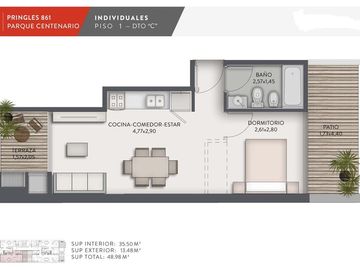DEPARTAMENTO EN VENTA DE 2 AMBIENTES AL FRENTE EN ALMAGRO CON AMENITIES OPORTUNIDAD