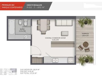 DEPARTAMENTO EN VENTA DE 2 AMBIENTES AL FRENTE EN ALMAGRO CON AMENITIES OPORTUNIDAD