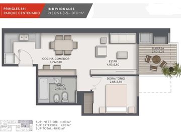 DEPARTAMENTO EN VENTA DE 2 AMBIENTES AL FRENTE EN ALMAGRO CON AMENITIES OPORTUNIDAD