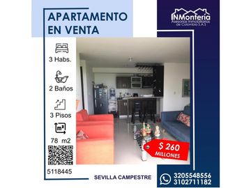 SE VENDE APTO EN CONJUNTO CERRADO SEVILLA CAMPESTRE