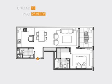 Av. La Plata 380  Departamento 2 ambientes en venta en  Caballito  en pozo