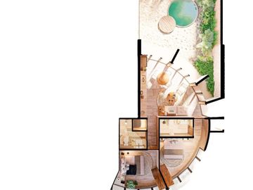 Departamento (A) en Venta Fraccional en Costera Condo en  Chicxulub Puerto