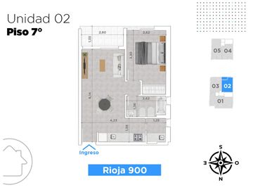 Departamento 1 dormitorio contrafrente en venta en Centro