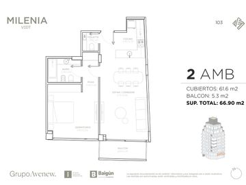 2 ambientes en venta en Palermo
