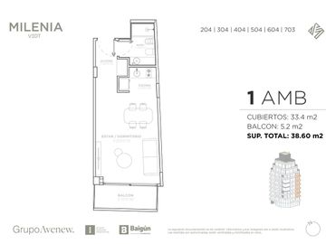 Monoambiente en venta en Palermo