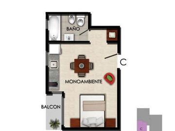 Departamento de un ambiene con cochera, en Venta. Ituzaingo. ENTREGA INMEDIATA.