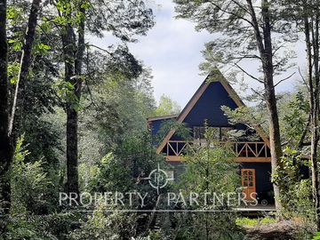 Casa en medio de bosque nativo con estero en Panguilelfún